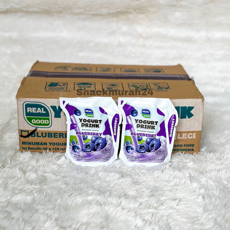 Real Good YOGHURT POUCH 125ml 1 dus isi 40 PCS - Susu Yoghurt Real Good Halal STROBERI BLUEBERRY LYC