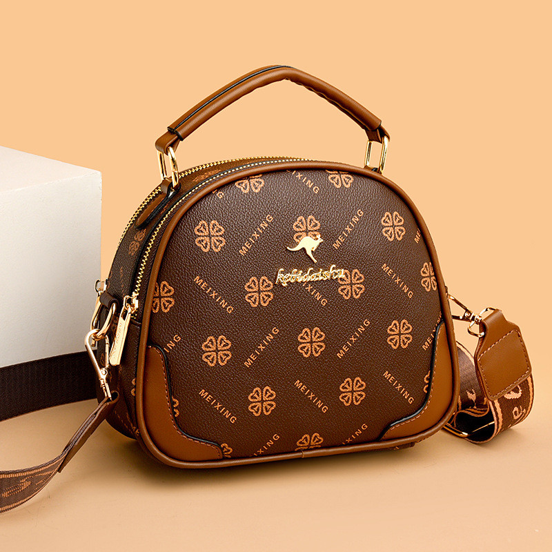 Tas wanita kulit lembut tas bulat kecil tas bahu tas selempang