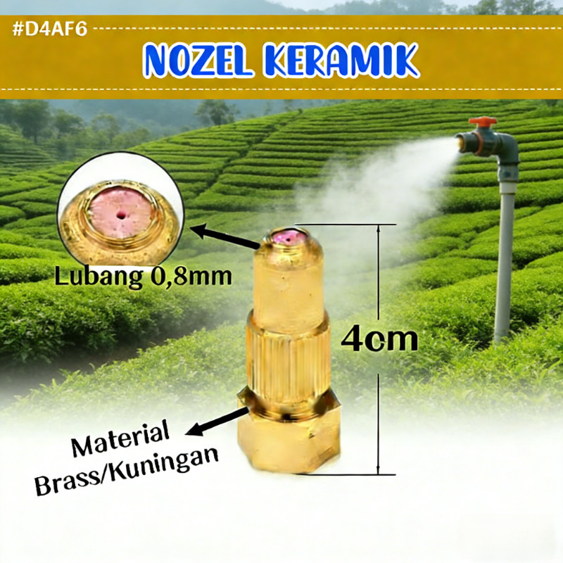 Nozel Semprot Keramik Kuningan Thailand TU26 1 Lubang Lurus Super Kabut Halus untuk Mesin Sprayer Ta
