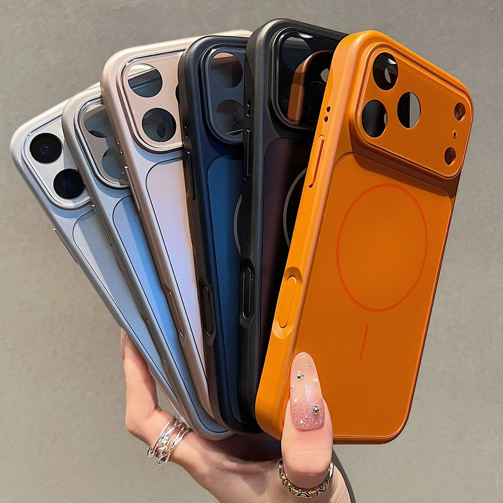 Casing Magnet Kaca Kamera Terintegrasi Warna Biru Tua untuk iPhone 13 14 15 16 17 Pro Max, Casing Be