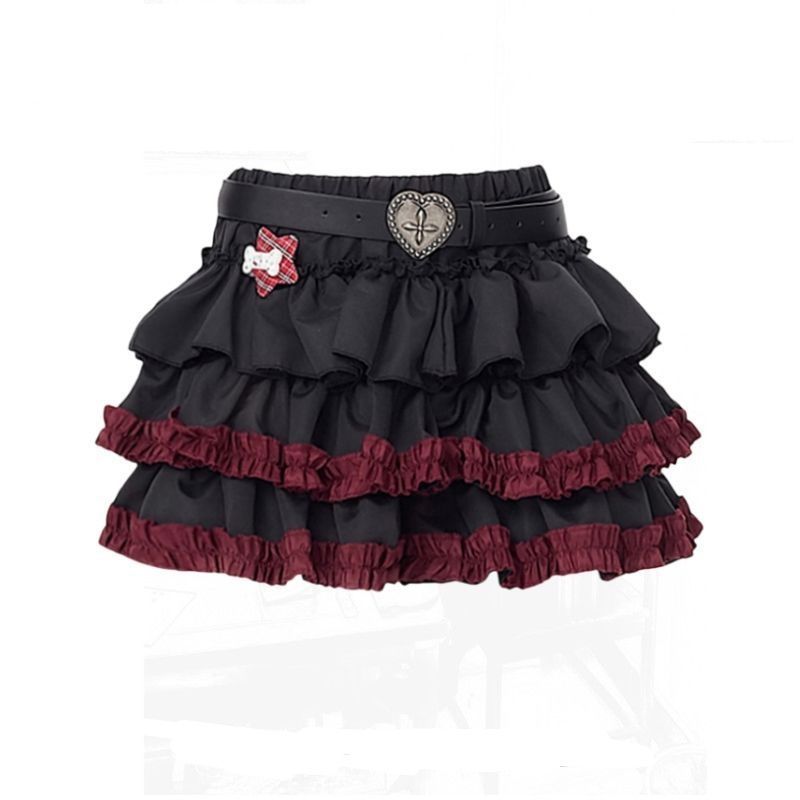crazygirl Dark Yabi Punk Cake Skirt Half Skirt Women's Clothing