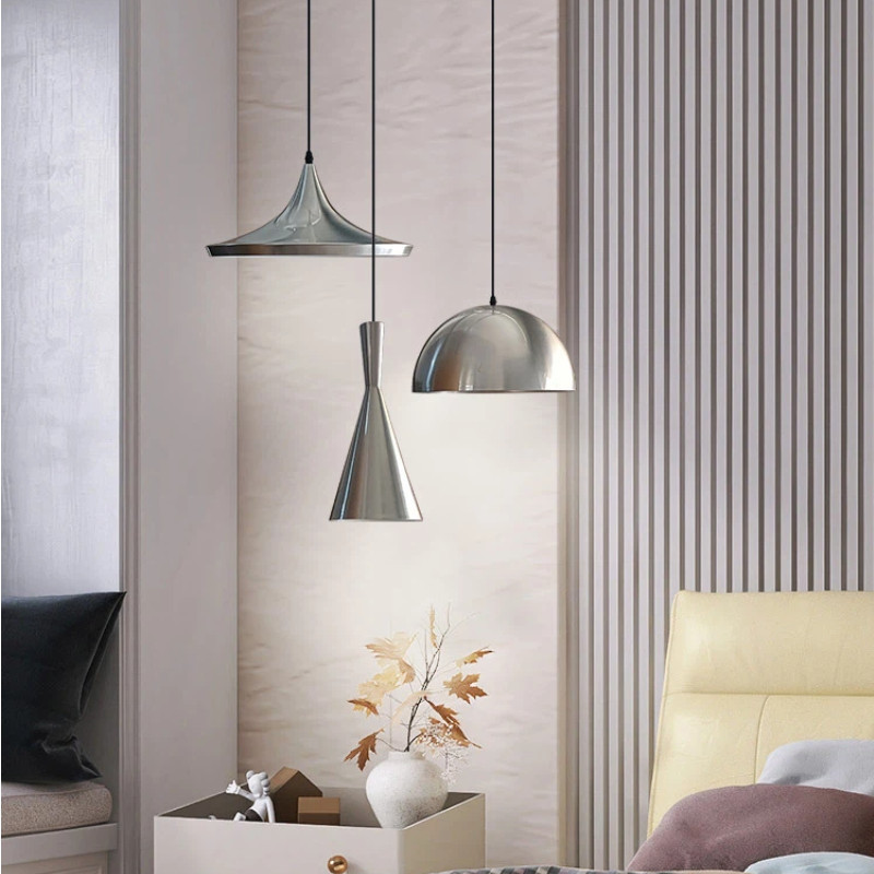 Lampu Gantung Industrial Silver Modern LED Pendant Lamp Ceiling Restoran Cafe Mall Ruang Makan Mewah