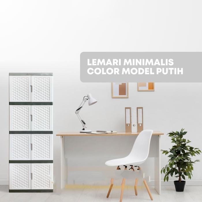 beliyaaa1 LEMARI PLASTIK 4 SUSUN/LEMARI BAJU/LEMARI PLASTIK JUMBO/LEMARI PAKIAN PLASTIK Asli - Putih