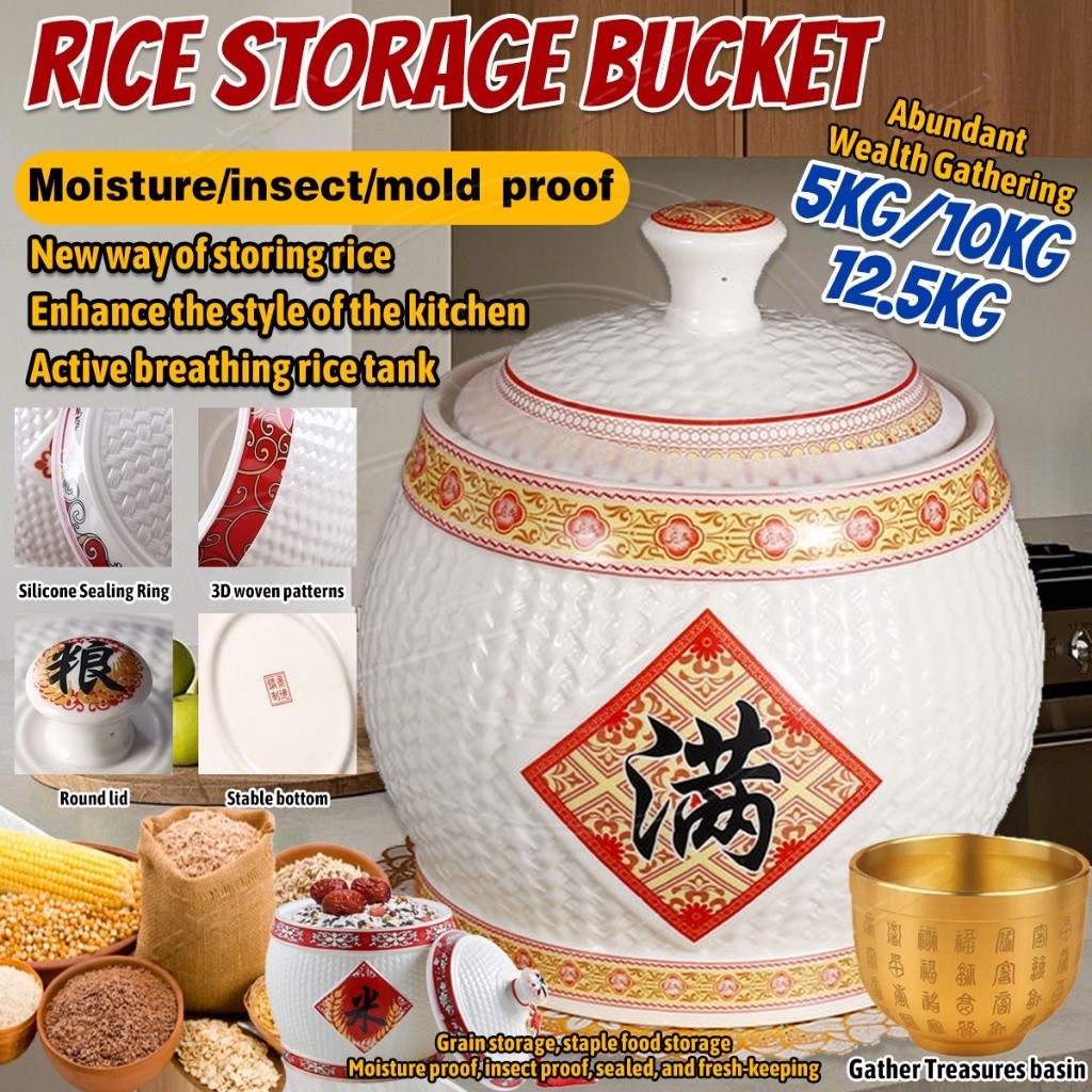 Tempat Beras Keramik Guci Beras Keramik Fengshui