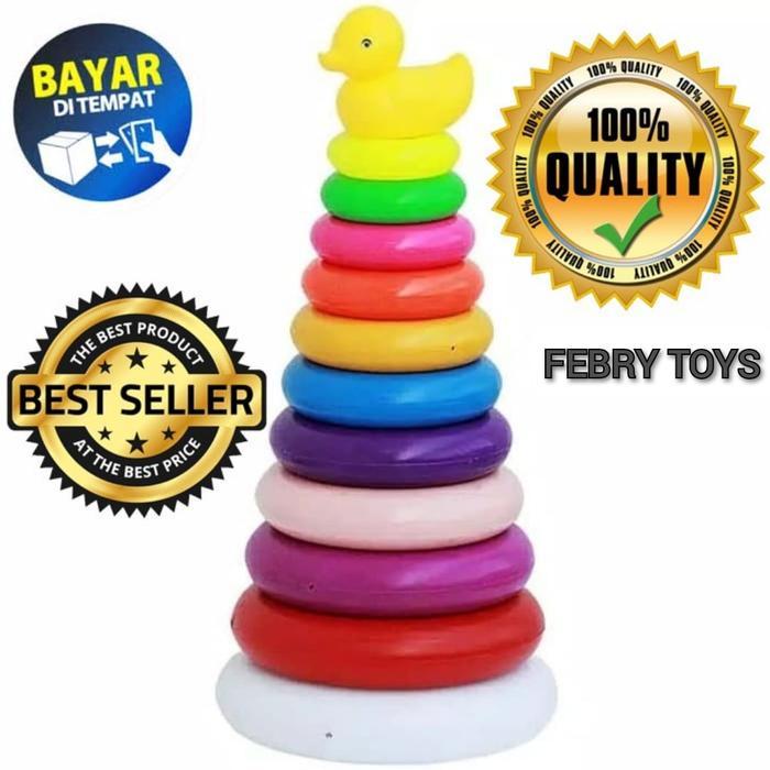 Mainan Edukasi Anak Mainan Donat Susun 10 Ring / Donat Susun Ukuran Besar Plus Bebek Mainan Edukatif