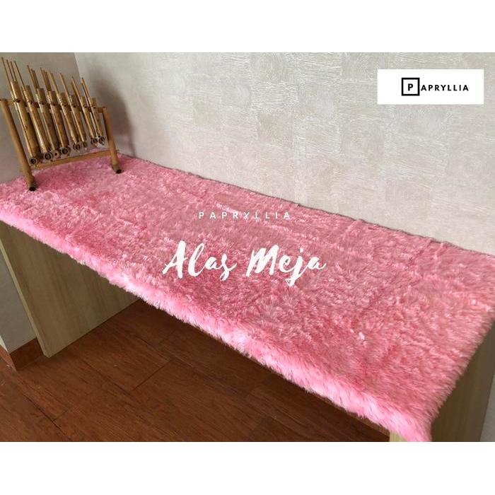 Kain Bulu Rasfur Lembut ukuran 50x150cm / Kain Bulu Untuk Alas Meja - Pink Muda