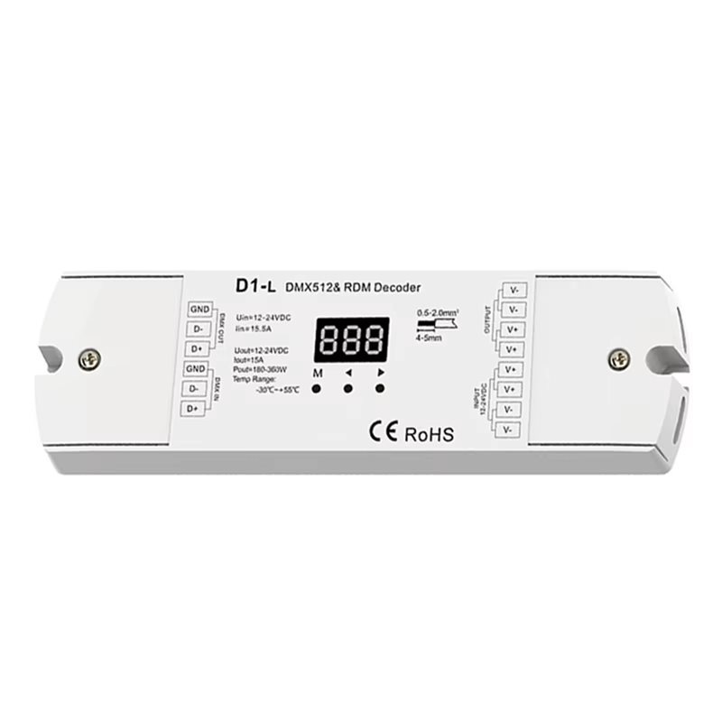 DMX512 Decoder D1L 1 Channel DMX512 RDM Decoder DMX Receiver LED mmers With gital splay Controller