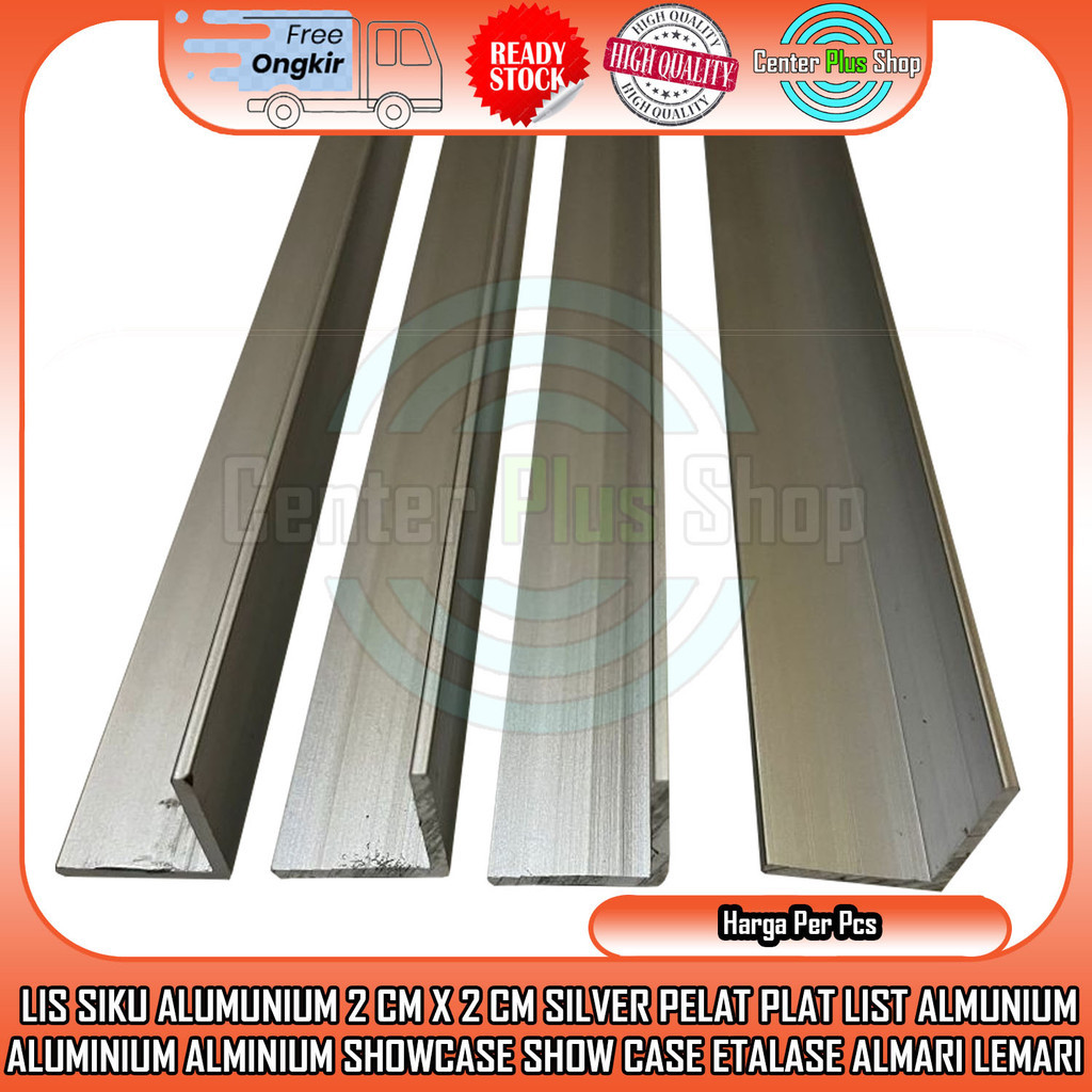 [Instant] L Siku Lis Aluminium 2 cm x 2 cm List Almunium Alminium Lemari Etalase Rak Silver Kanal Ch