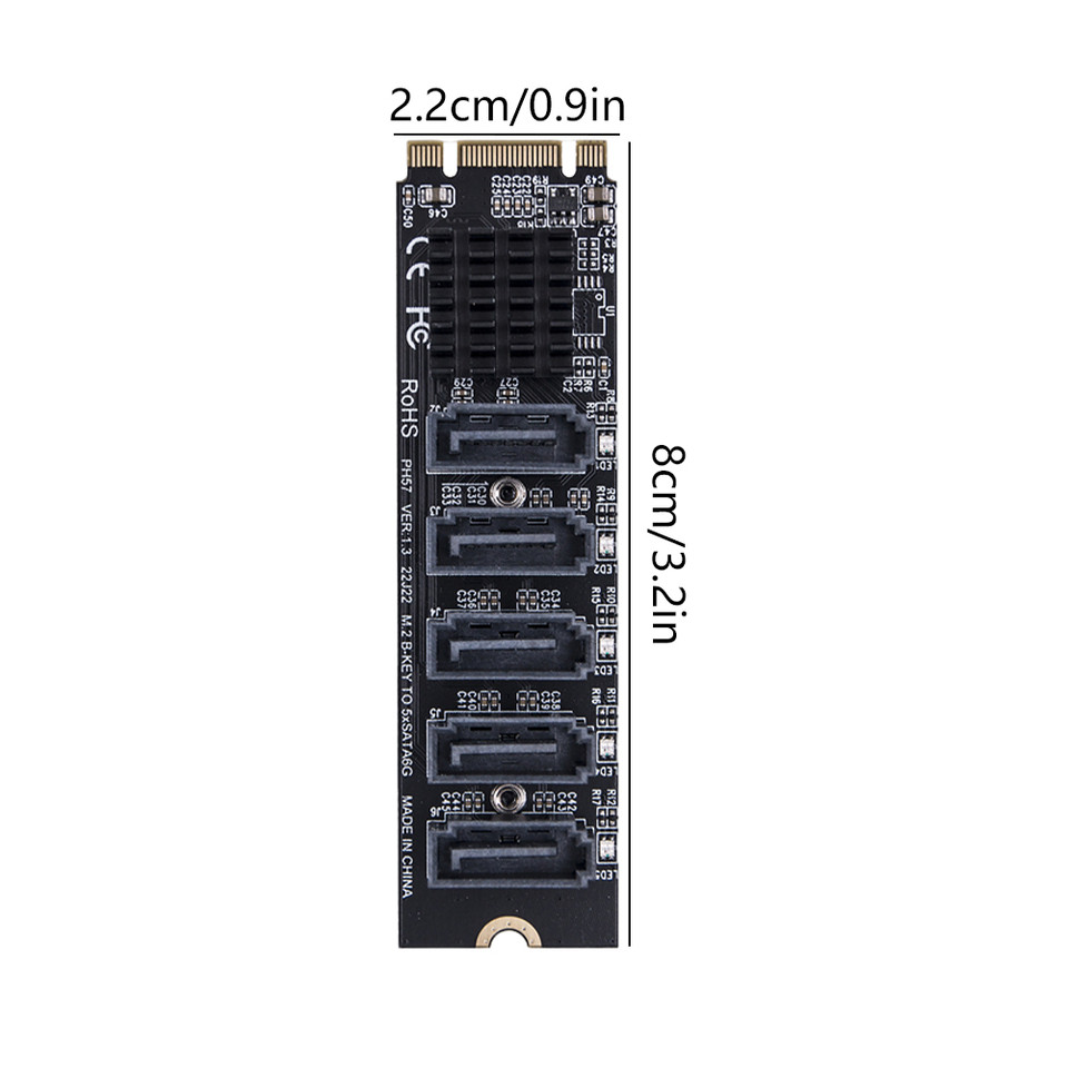 PCIE Riser Card 56 Port Adapter Card M2 To SATA 30 SATA30 Adapter NVME To SATA 6Gpbs Support PM Func
