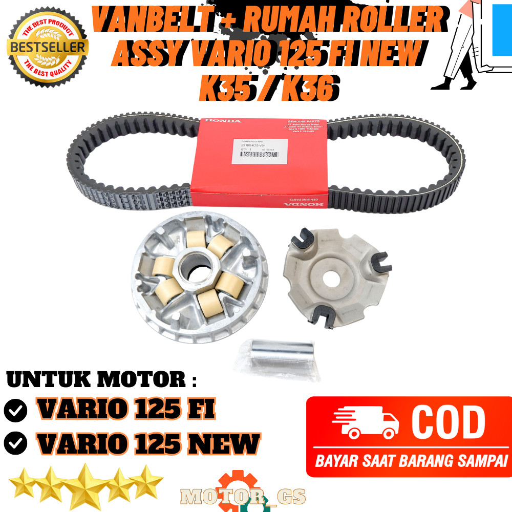 ORI Vanbelt Rumah Roller Assy Honda Vario 125 FI New Vanbelt Set Rumah Roller CVT Vario 125 K35 K36