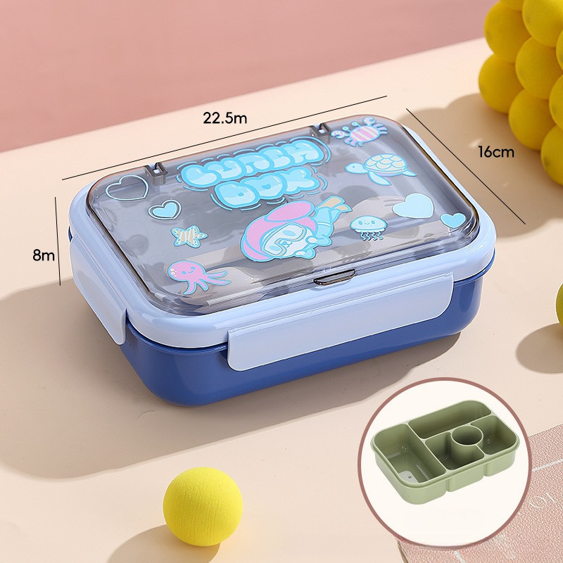 GROWSIR Kotak Makan / Lunch Box Anak 5 sekat 1200ml – Bento Box Set Sendok Garpu BPA FREE