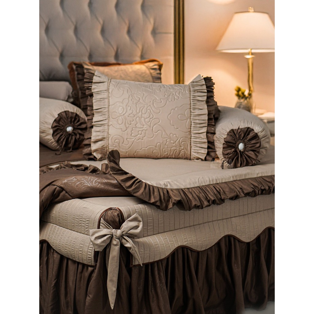 SORAYA BEDSHEET - Bedcover Set Sprei Pengantin Ruffle & Excellent Ukuran 180x200, Katun Cvc Premium 