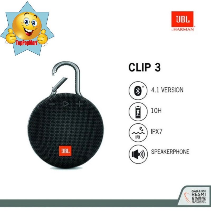 JBL CLIP 3 Portable Bluetooth Speaker Original Garansi Resmi IMS
