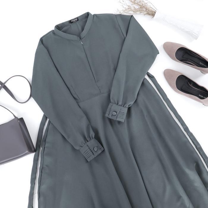 gamis wanita polos abu tua-gamis polos  murah-gamis syari murah - S
