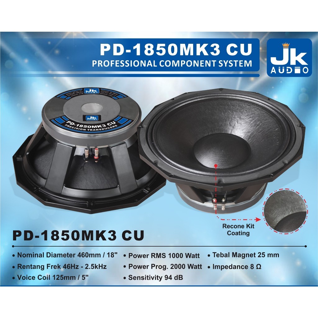 Speaker 18in Jk Audio PD 1850 MK3 CU komponen speaker PD 1850 MK 3