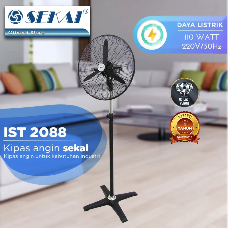 SEKAI KIPAS ANGIN TUMPU/BERDIRI BESI INDUSTRI 20 INCH IST-2088
