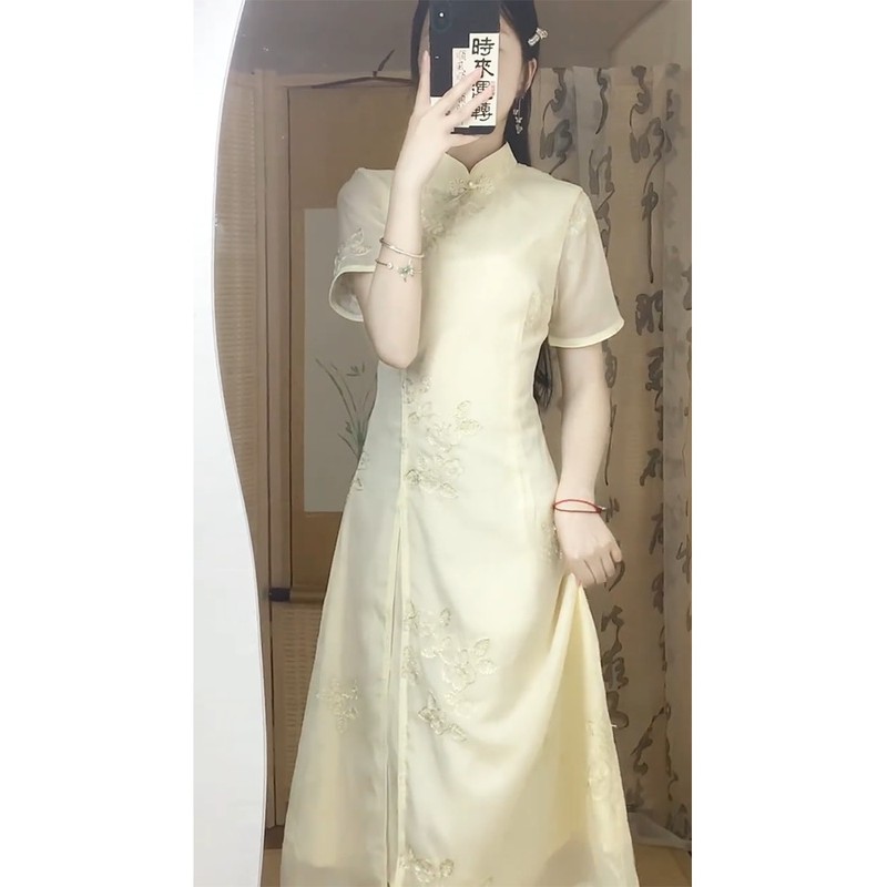 [COD]Pakaian Wanita Cina Baru yang Ditingkatkan Cheongsam Temperament Dress