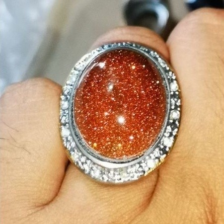 Batu Cincin Pasir Emas Jumbo Big Size Plus Ring Emban Titanium Super Top Quality