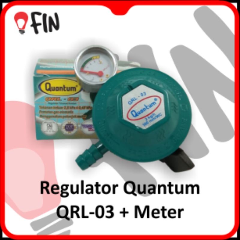 Regulator Gas Quantum QRL-03 dengan Meteran Pengunci Ganda - Kepala Gas Elpiji Anti Bocor Otomatis S