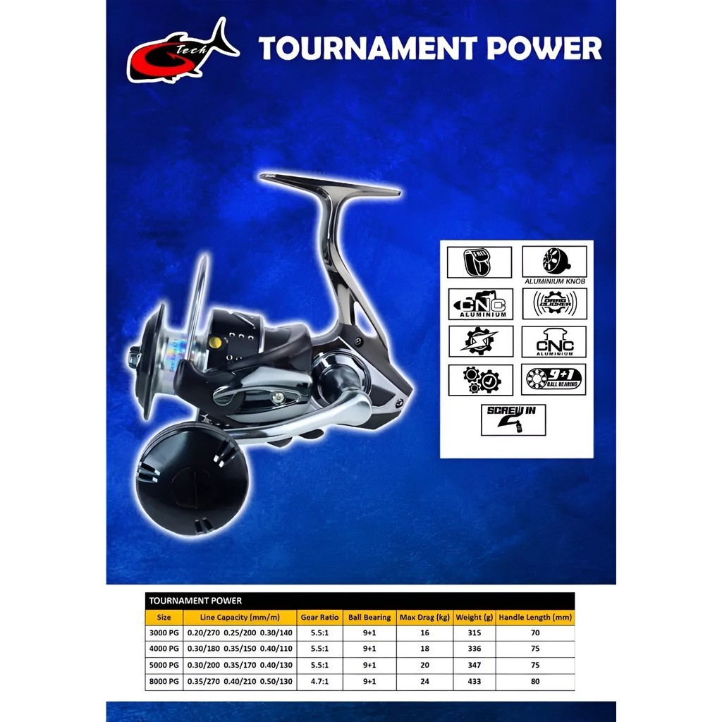 REEL G-TECH TOURNAMENT POWER 3000|4000|5000|8000 PG