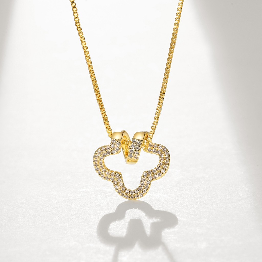 Lanme Jewelry Kalung Fashion Titanium Lapis 14K Emas Wanita Anti Karat Seri Fashion Elegan Anti Kara