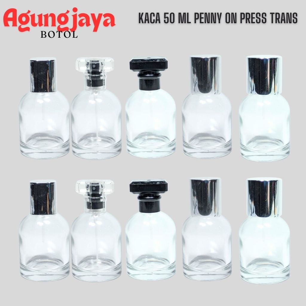 Botol Kaca Parfum 50 Ml Penny On Press Trans Pump Hitam / Botol Kaca Parfum 50 Ml /  Botol Kaca / Bo