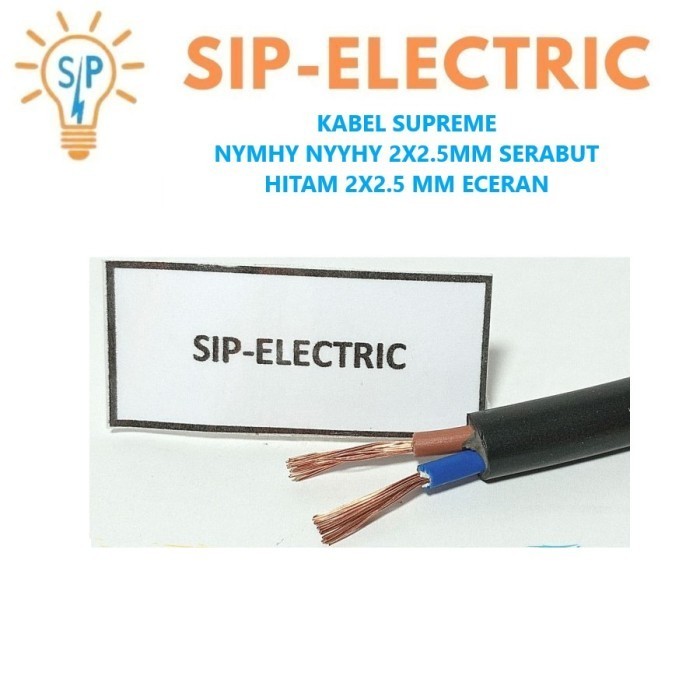 Kabel Supreme Nymhy Nyyhy 2X2.5 Mm Serabut Hitam Eceran / Supreme Nymhy Nyyhy 2X2,5 Mm
