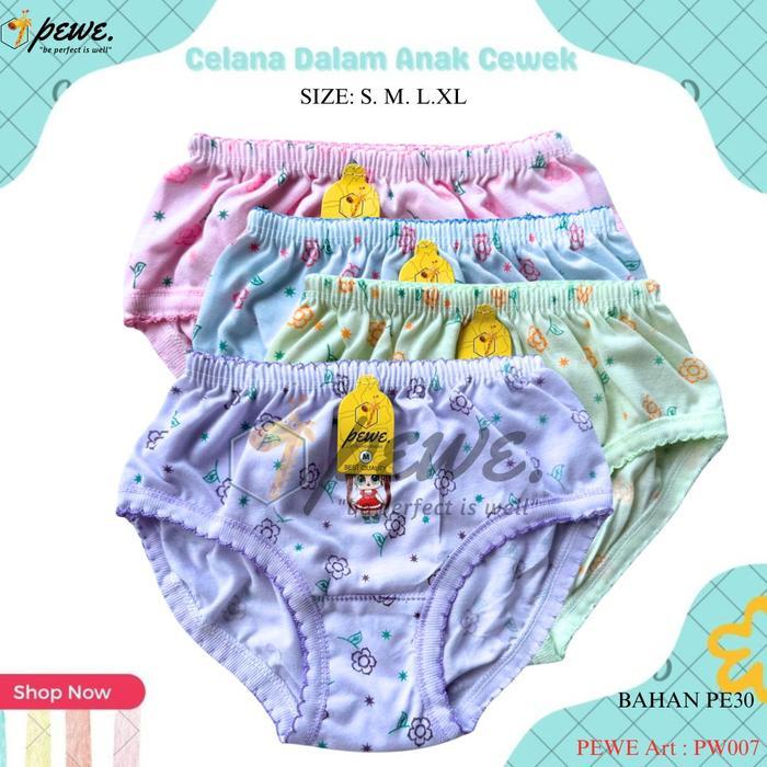 1/2 Lusin Celana Dalam Anak Warna terang / CD Anak Bordir Fashin Cewek / Celana Dalam Anak perempuan