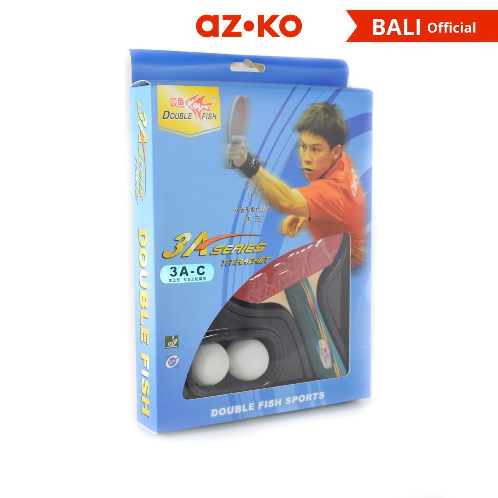AZKO Double Fish Set Bat Tenis Meja 1A-C Bet Tennis Meja Bat Pingpong Perlengkapan Ping Pong Perleng