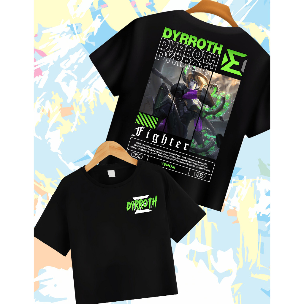aos Hero Mobile Legend - Kaos  Atasan Katun Sablon - Kaos  Hero ML - Kaos Hero ML Dyrroth Dyrroth Ve