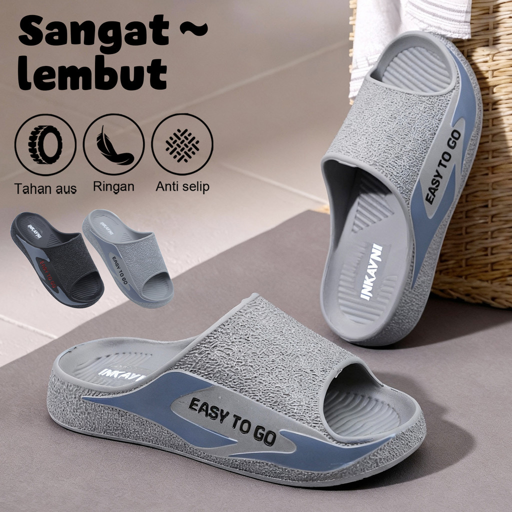 INKAYNI Sandal Slop Pria Size 40-45 Bahan Karet EVA Sandal Sandal Pria Harianoriginal 100% branded f