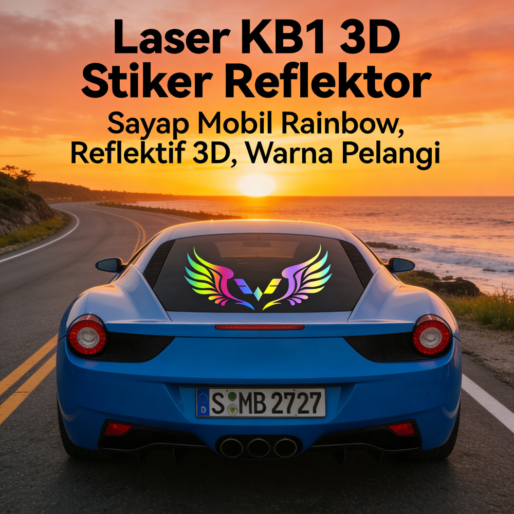 Stiker Mobil Car 3D Laser Stiker Reflektor Rainbow Stiker Sayap Stiker Mobil