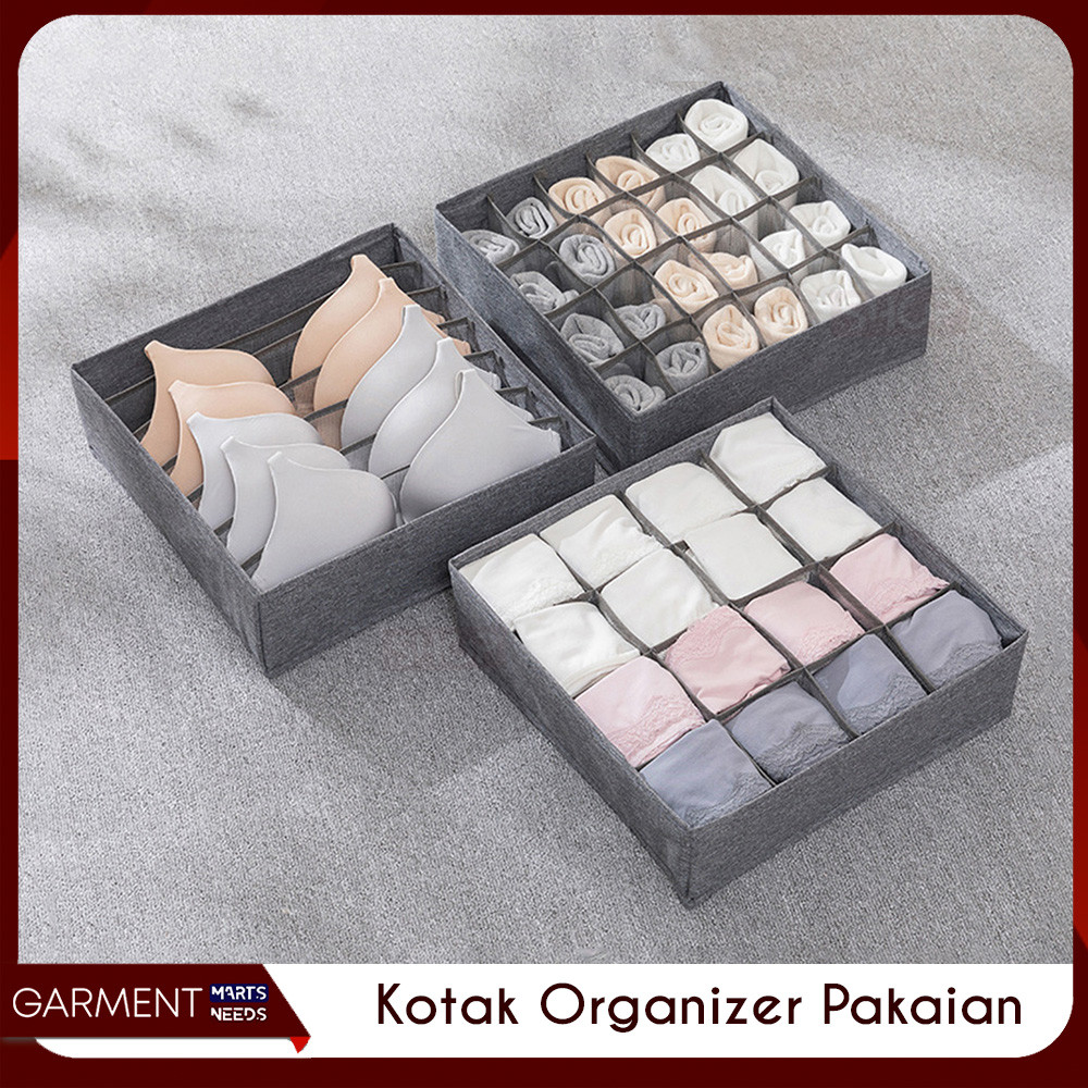 Kotak Penyimpanan Serbaguna Organizer Kain Sekat Laci Lemari Tempat Penyimpanan Celana Dalam Kaos Ka
