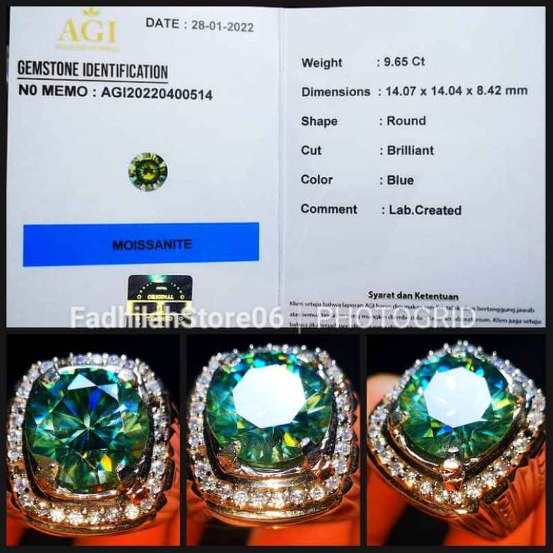 Lab.Created Diamond Blue Moissanite Mixed Cut + Memo Lab