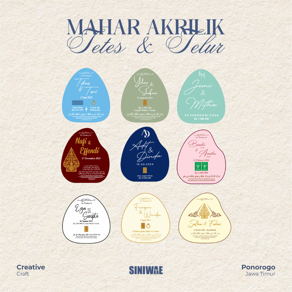 TERBARU Tetes Air Mahar Akrilik Brush Acrylic Huruf Timbul Tulisan Pernikahan