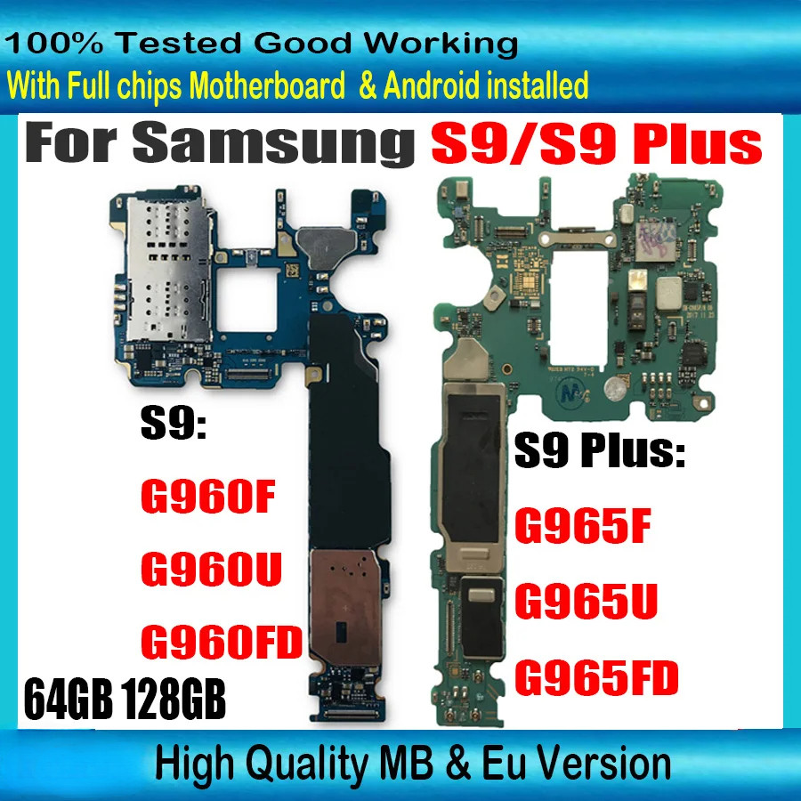 128GB + 6G For Samsung Galaxy S9 Plus G965F G965U G965FD S9 G960F G960U G960FD 64GB 128GB Motherboar
