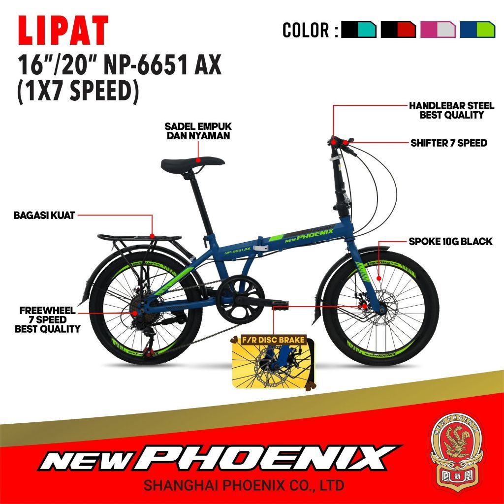 SEPEDA LIPAT NEW PHOENIX NP 6651AX Cakram 16 Inch