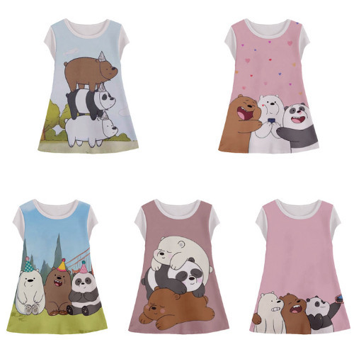 Tunik Anak We Bare Bears Dress Anak Animasi 3d Lucu We Bare Bears Baju Anak Perempuan Usia 1-12 Tahu