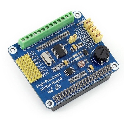 ADS1256 DAC8532 EXPANSION BOARD ADC 24 BIT ADS1256 DAC8532 Raspberry Pi 3B/2B/A+/B+ ADS1256 DAC8532