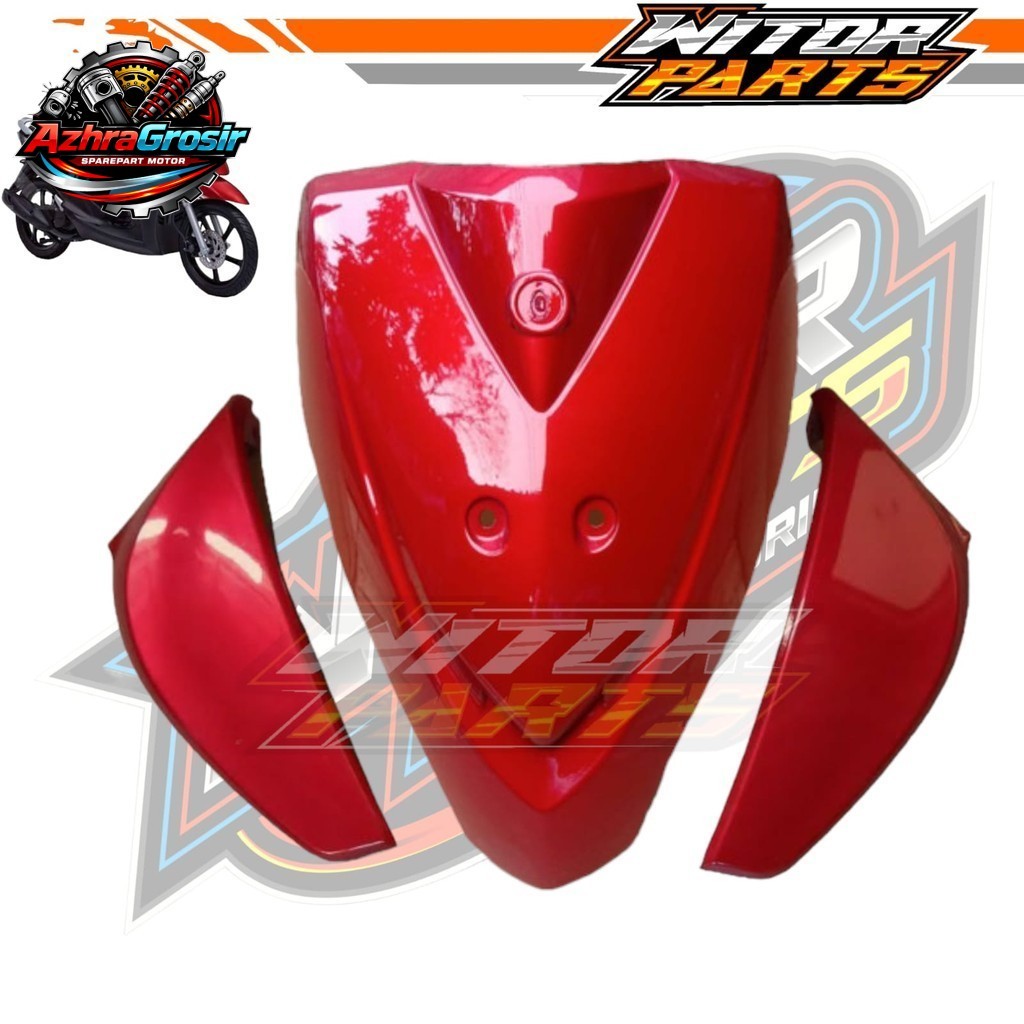 Cover Body Tameng Depan Plus Sayap Yamaha Mio J Merah / Tameng Dasi Panel Depan Plus Sayap Mio J Mer