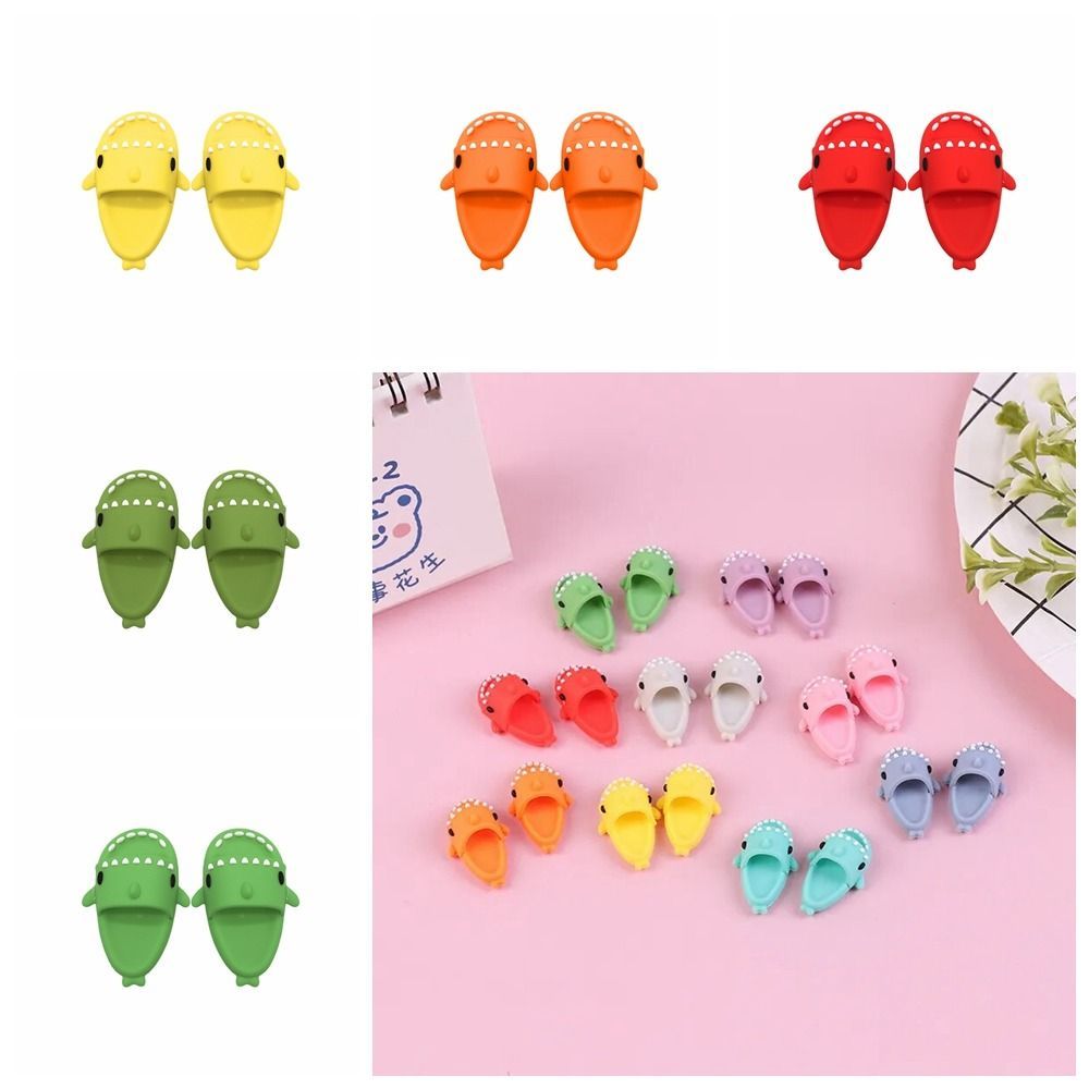 Round Toe Ob11 Doll Shark Slippers Mini Slippers BJD12 Doll Shoes Cartoon Shark Shape OB11 Shark Sho