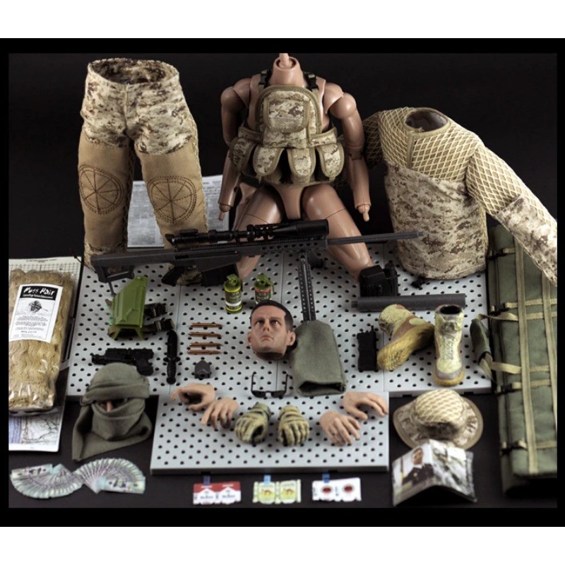 1/6 Scale Sniper with Barrett Army Military Combat Swat Police Forces Soldier ACU Model Action Figur