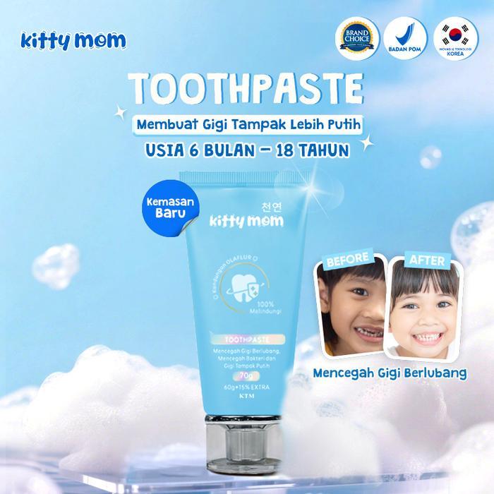Kitty Mom Toothpaste Pasta Gigi Odol Anak | Pencegah Gigi Berlubang & Karies | Pasta Gigi Bayi Aman 