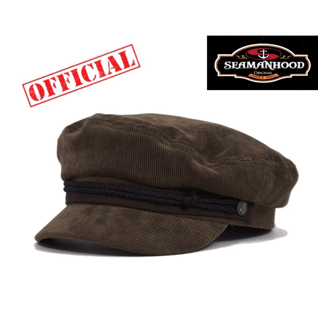 Original Topi Fisherman/ Fiddler Cap/ Topi Kapten/ Topi Sailor/ Topi Pelaut Corduroy Dark Brown