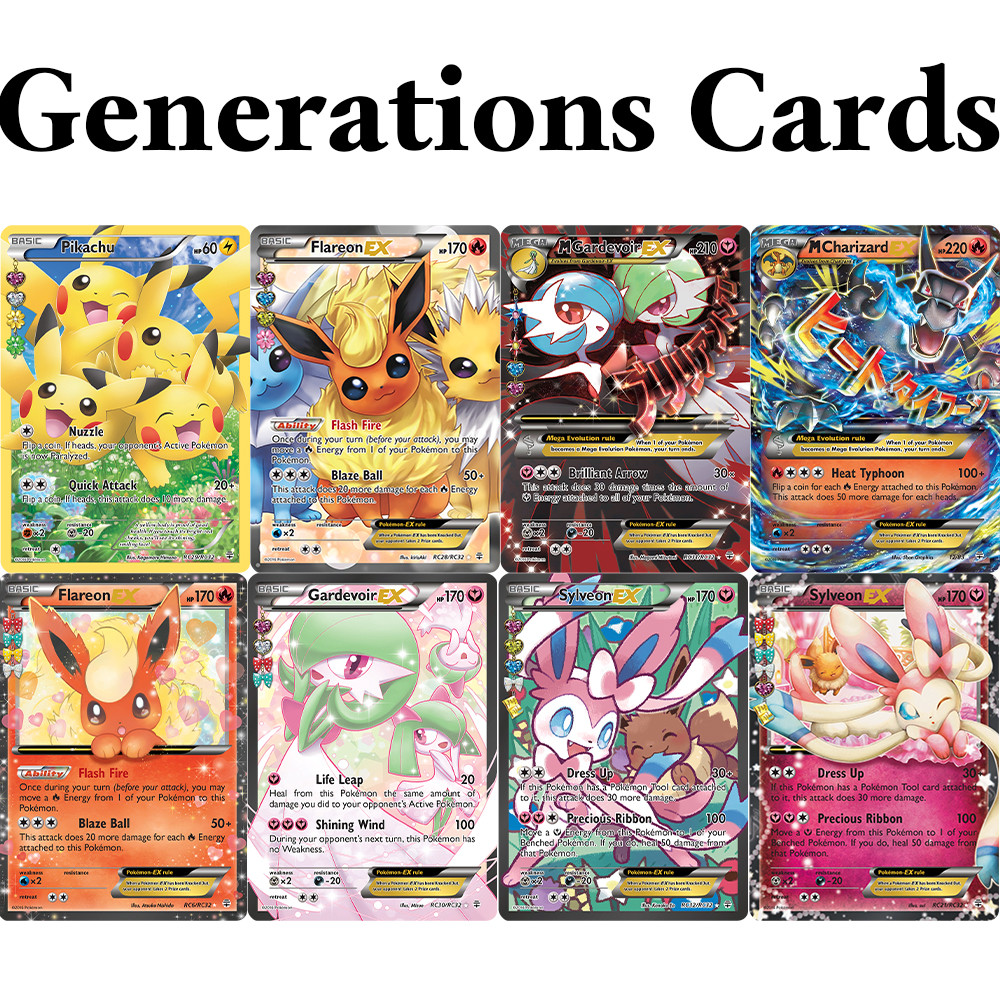 PKM Generations (GEN) Proxy Game Rare Cards Y M arizard-EX 012 Gardevoir/Flareon/Flareon/M Gardevoir