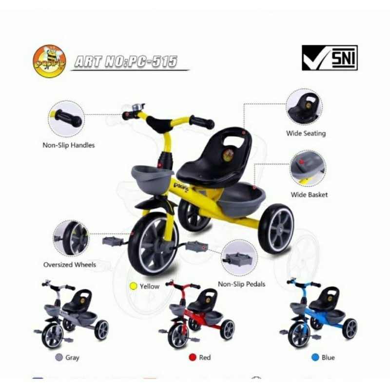 Pacific Tricycle Sepeda Anak Roda Tiga PC 515 - Sepeda Anak Ban Eva