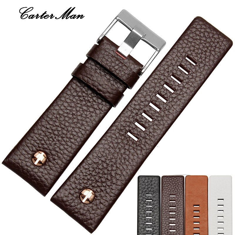 For esel Watch Strap Leather Wrist Watch Belt DZ7314 DZ7256 Watchbands 24MM 26MM 28MM 30MM With Rive