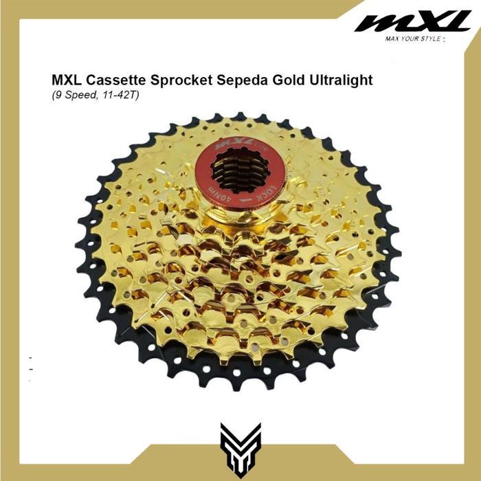 Cassette MXL Gold Ultralight 9 Speed 11-42T Sprocket Cassette Gear Sepeda