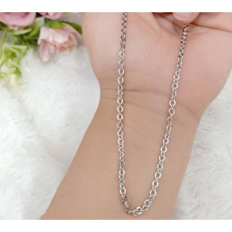 KALUNG PERHIASAN PERAK WANITA PRIA / KALUNG TITANIUM ANTI KARAT / KALUNG KEREN / KALUNG RANTAI BAJA 