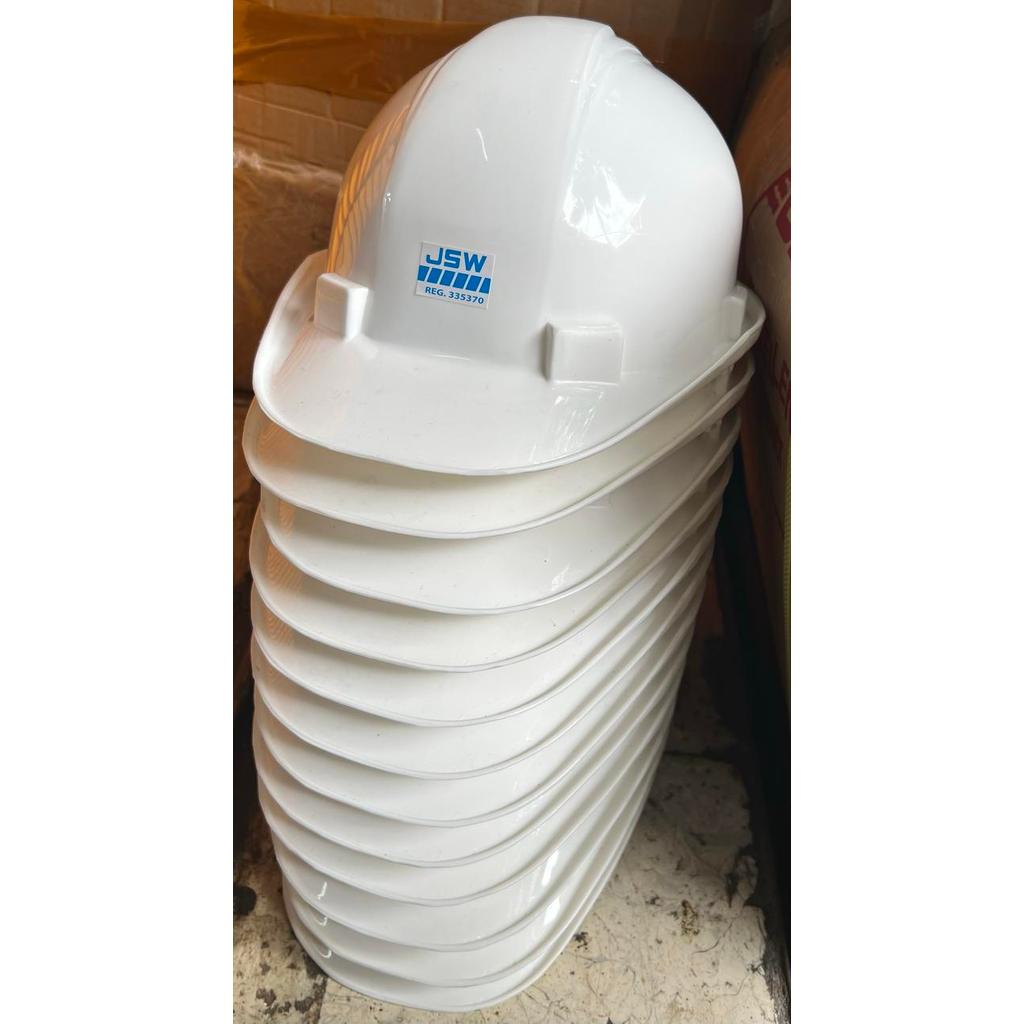 JSW Helm Proyek JSW Safety Helmet Topi Proyek dengan Tali Dahi dan Tali Dagu Pelindung Kepala untuk 